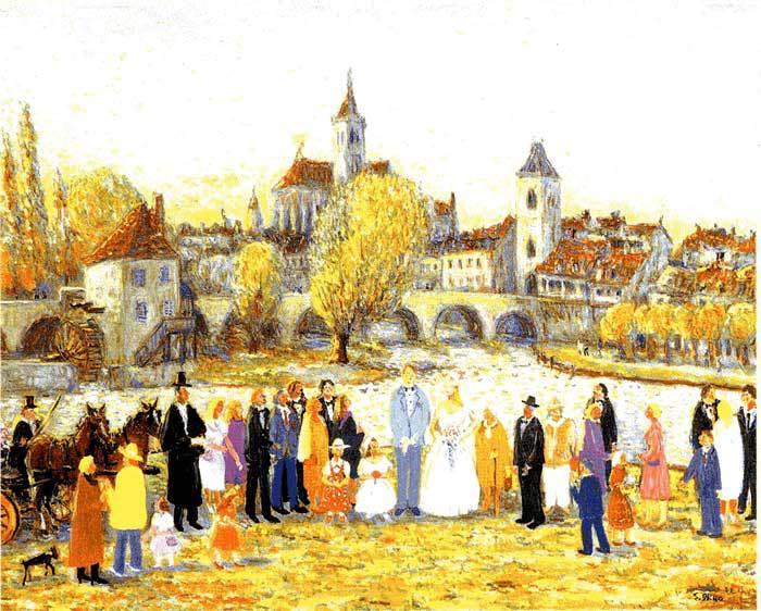 油彩画　モレ・シュル・ロワンにて　祝福の鐘